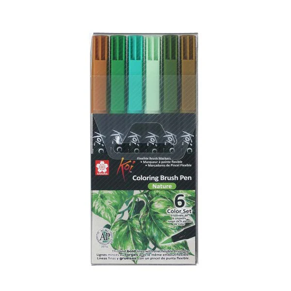 Koi Brush Pen, Set of 6, Nature Colours