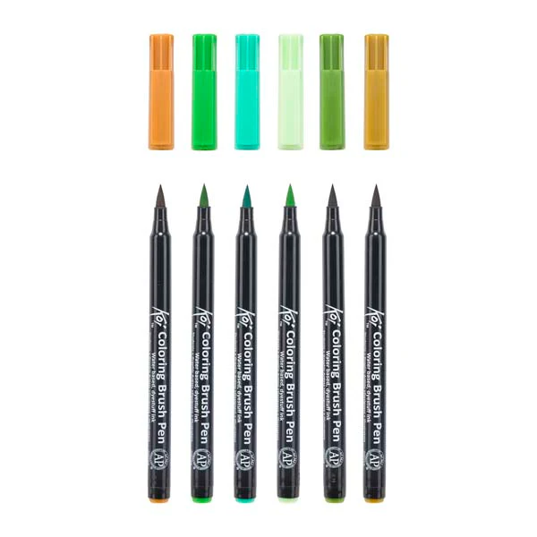 Koi Brush Pen, Set of 6, Nature Colours - Image 2