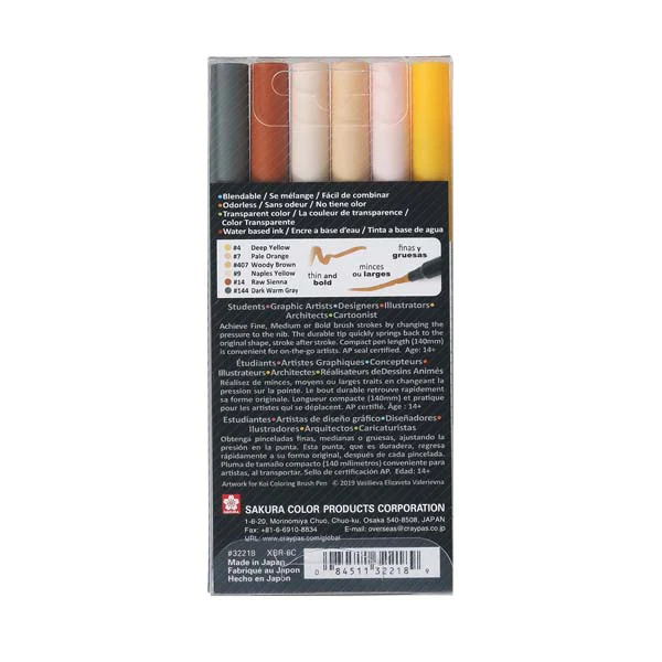 Koi Brush Pen, Set of 6. Potrait Colours - Image 2