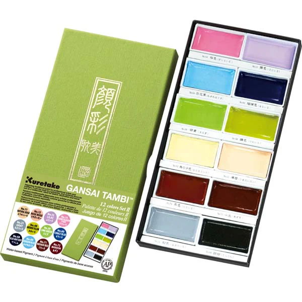Kuretake Gansai Tambi Watercolour Paint, 12 Set II