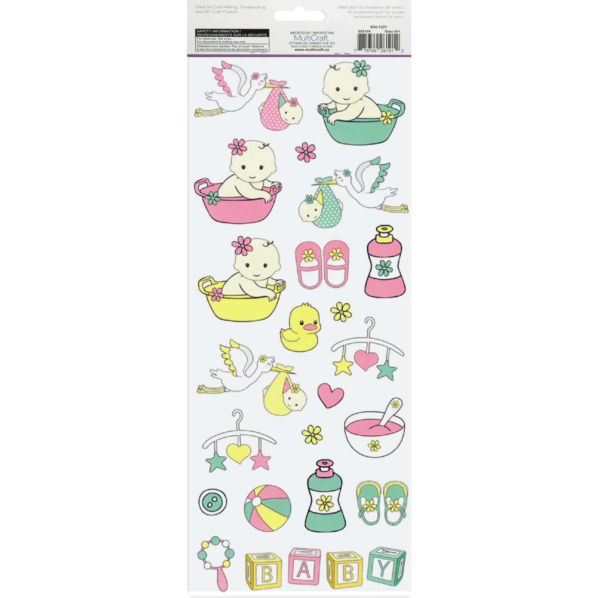 MultiCraft Paper Craft Sticker: 2-Sticker Themed Set-Baby Girl 12.7x30.5cm - Image 4