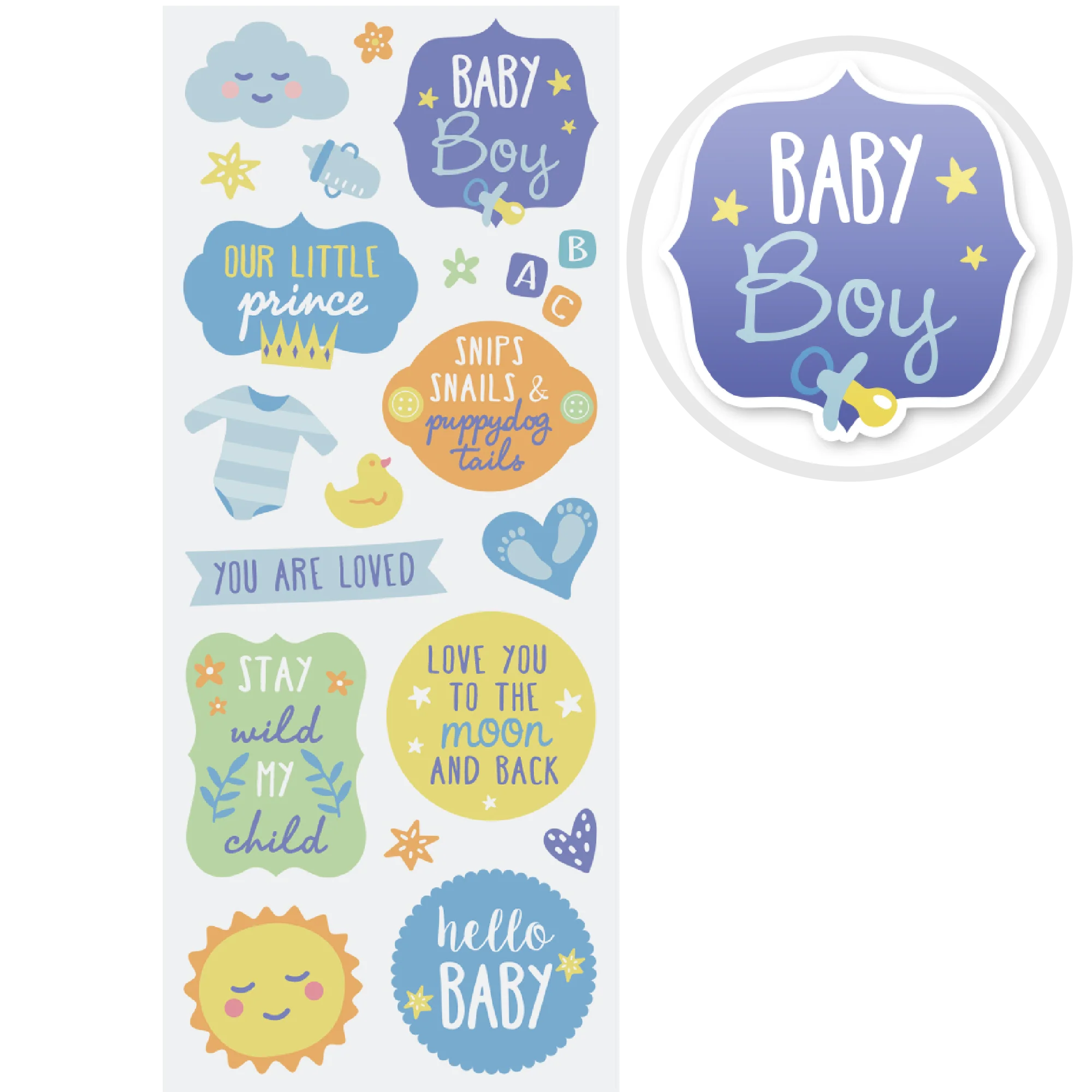 MultiCraft Paper Craft Sticker: Classic Themes 'Clear' Photo Safe-Baby Boy 12.7x30.5cm