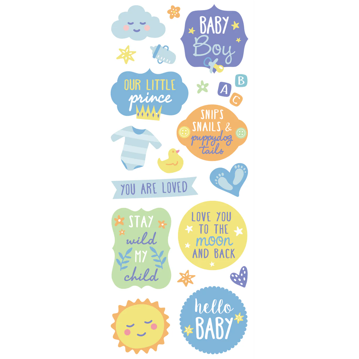 MultiCraft Paper Craft Sticker: Classic Themes 'Clear' Photo Safe-Baby Boy 12.7x30.5cm - Image 3