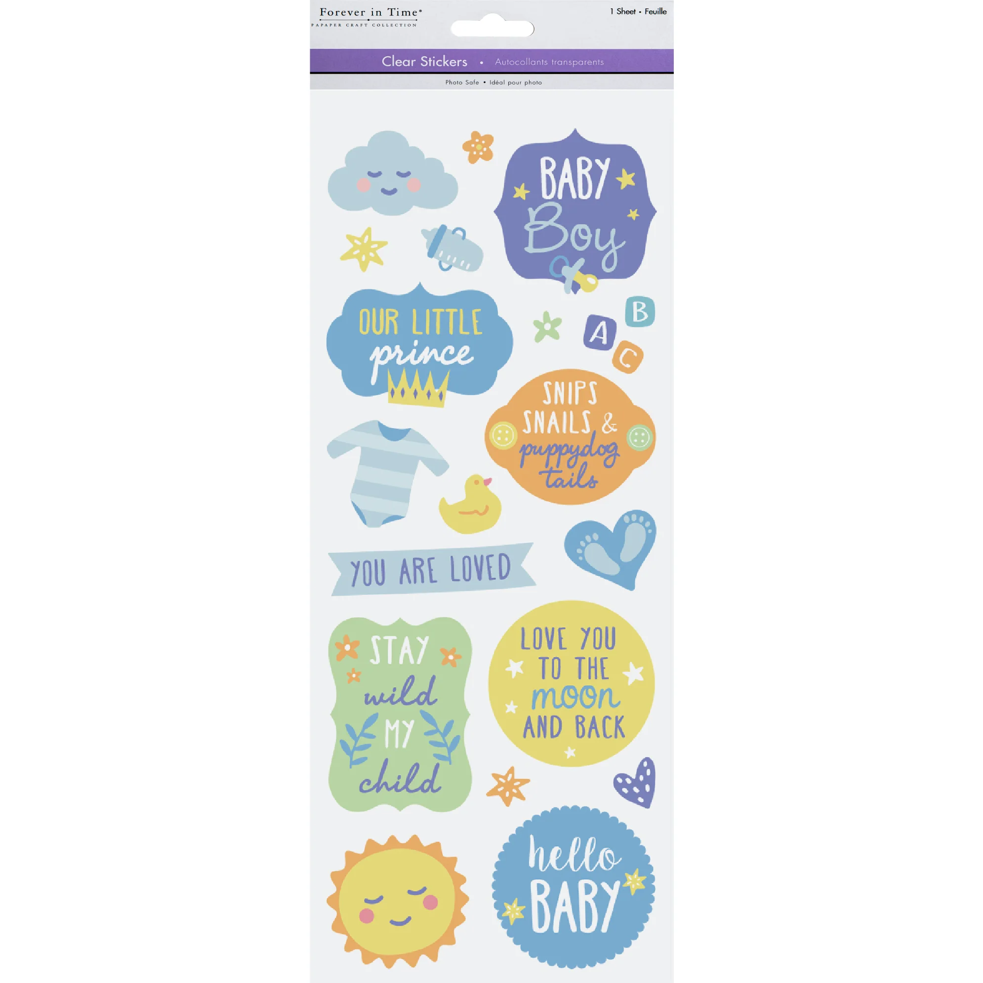 MultiCraft Paper Craft Sticker: Classic Themes 'Clear' Photo Safe-Baby Boy 12.7x30.5cm - Image 4