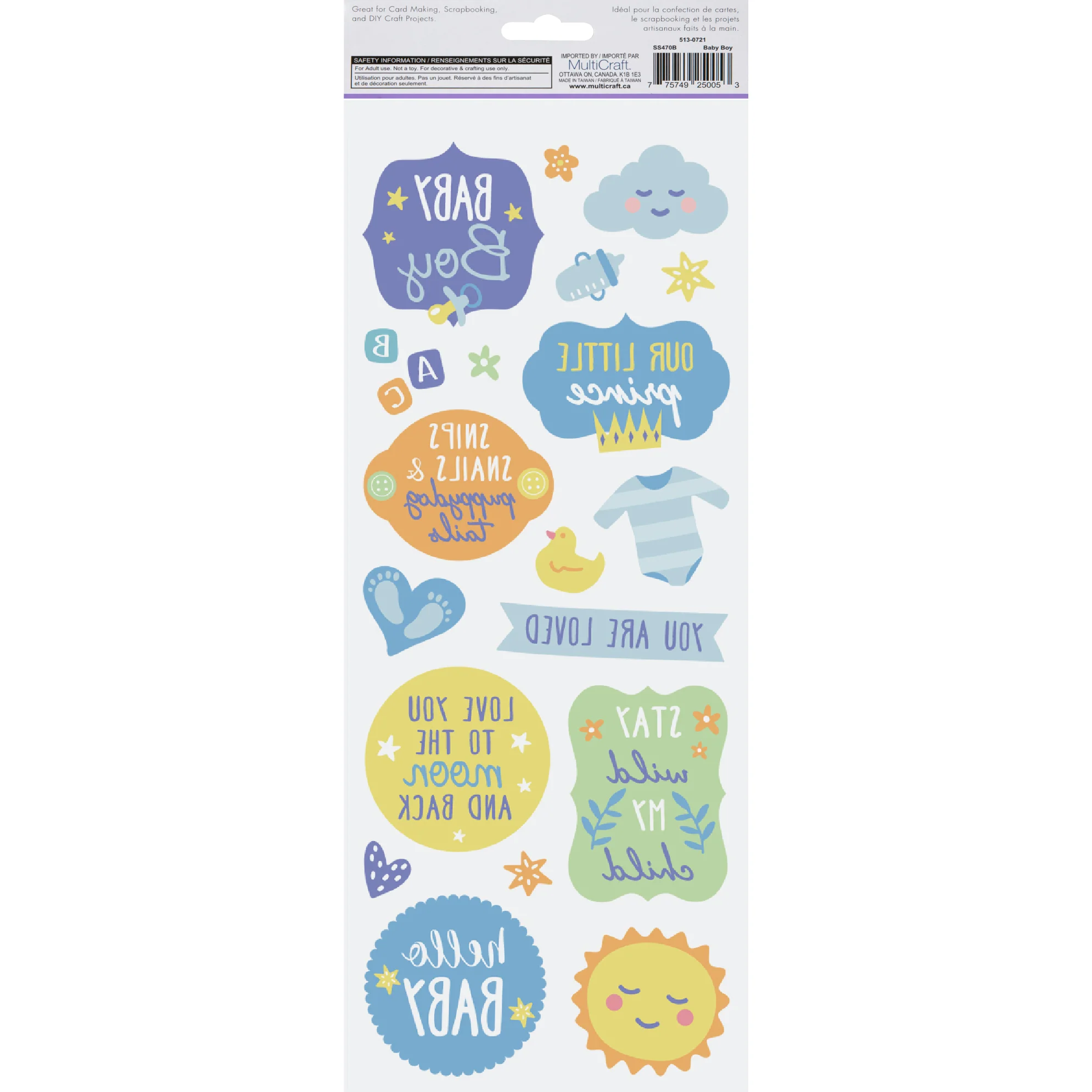 MultiCraft Paper Craft Sticker: Classic Themes 'Clear' Photo Safe-Baby Boy 12.7x30.5cm - Image 5