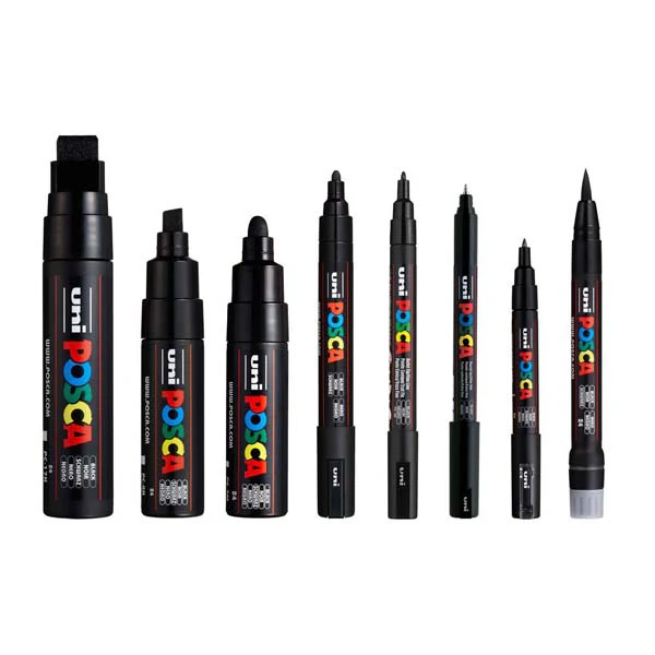 Posca Paint Markers, Assorted Nib Sizes, Black, 8Pk - Image 2