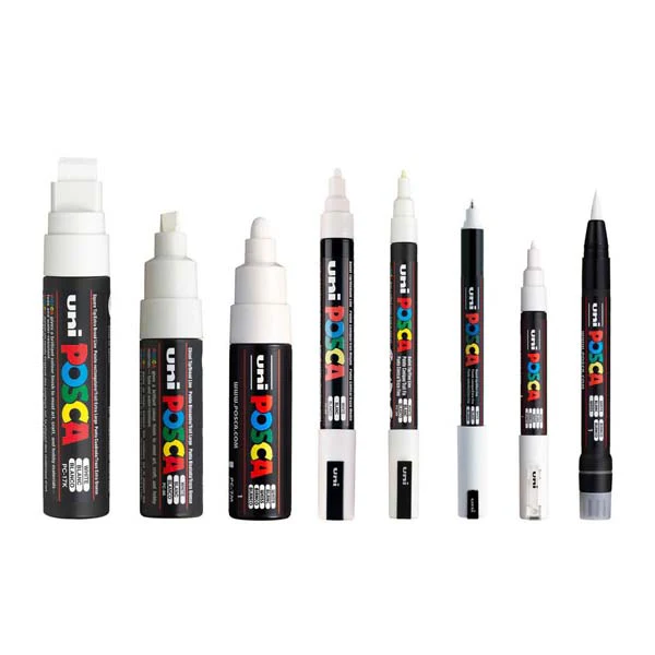 Posca Paint Markers, Assorted Nib Sizes, White, 8Pk - Image 2