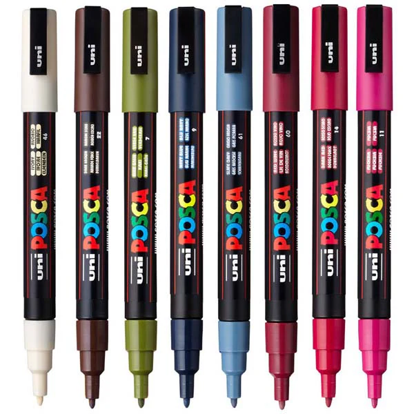 Posca PC3M Paint Markers, Dark Colours, 8Pk - Image 2