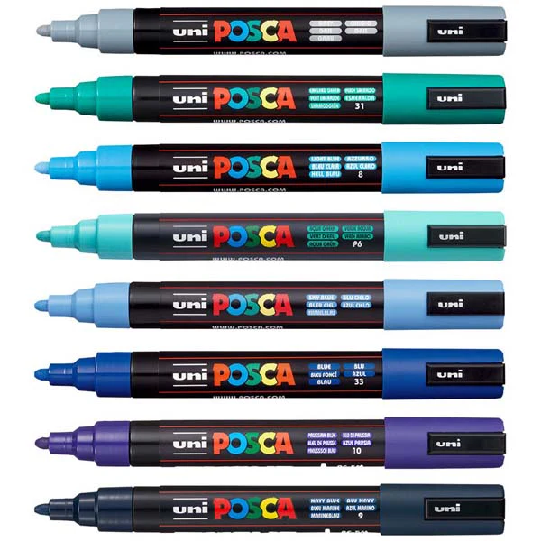 Posca PC5M Paint Markers, Cool Colours, 8Pk - Image 2
