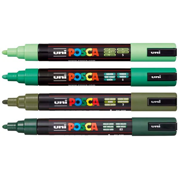 Posca PC5M Paint Markers, Green Shades, 4Pk - Image 2
