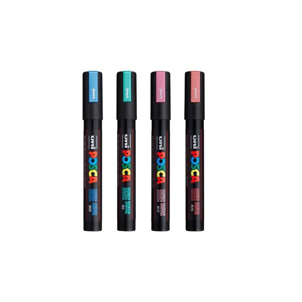 Posca PC5M Paint Markers, Metallic Colours, 4Pk - Image 2