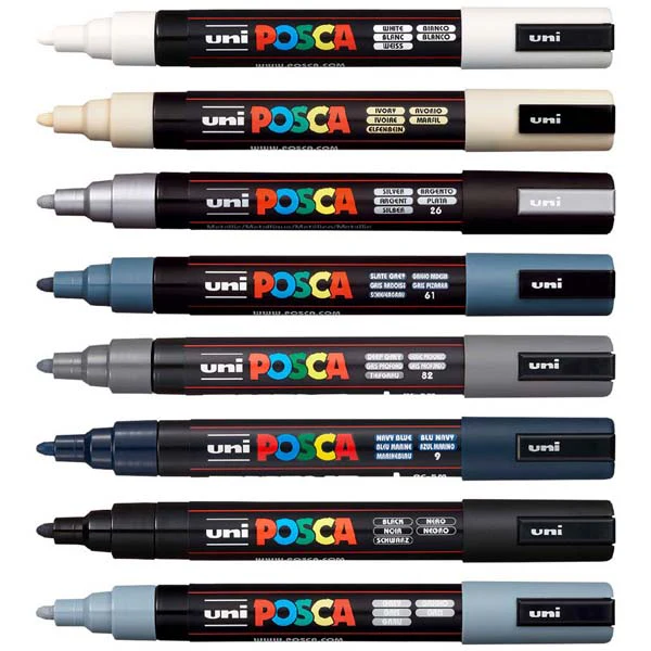Posca PC5M Paint Markers, Monotone Colours, 8Pk - Image 2