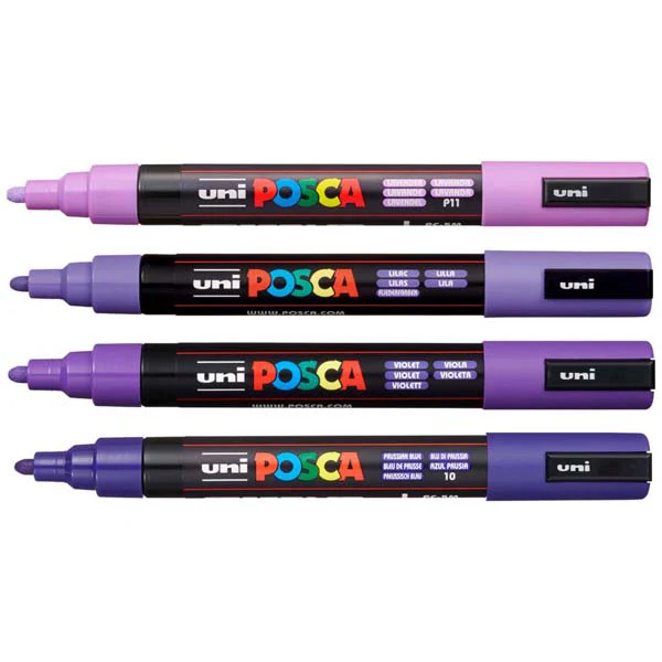 Posca PC5M Paint Markers, Purple Shades, 4Pk - Image 2