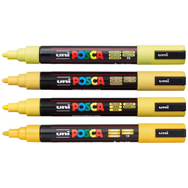 Posca PC5M Paint Markers, Yellow Shades, 4Pk - Image 2