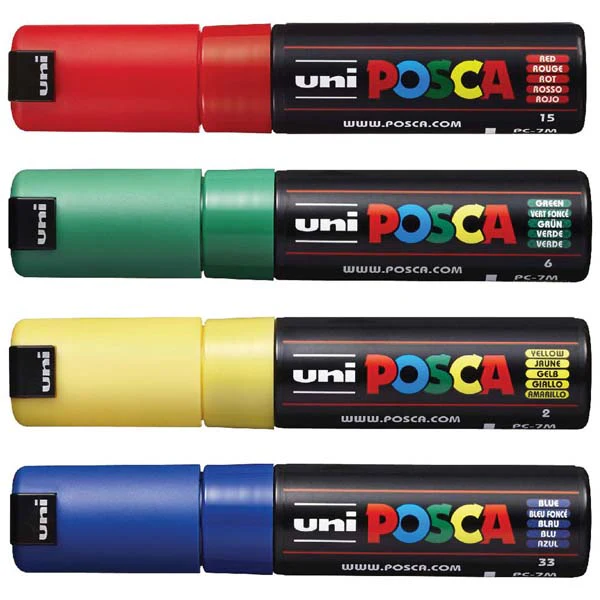 Posca PC7M Paint Markers, Assorted Colours, 4Pk - Image 2