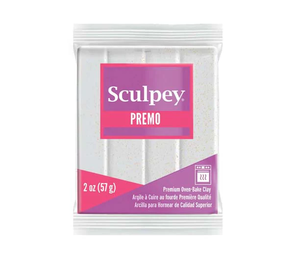 Premo Sculpey Modelling Clay, 57g, White Gold Glitter