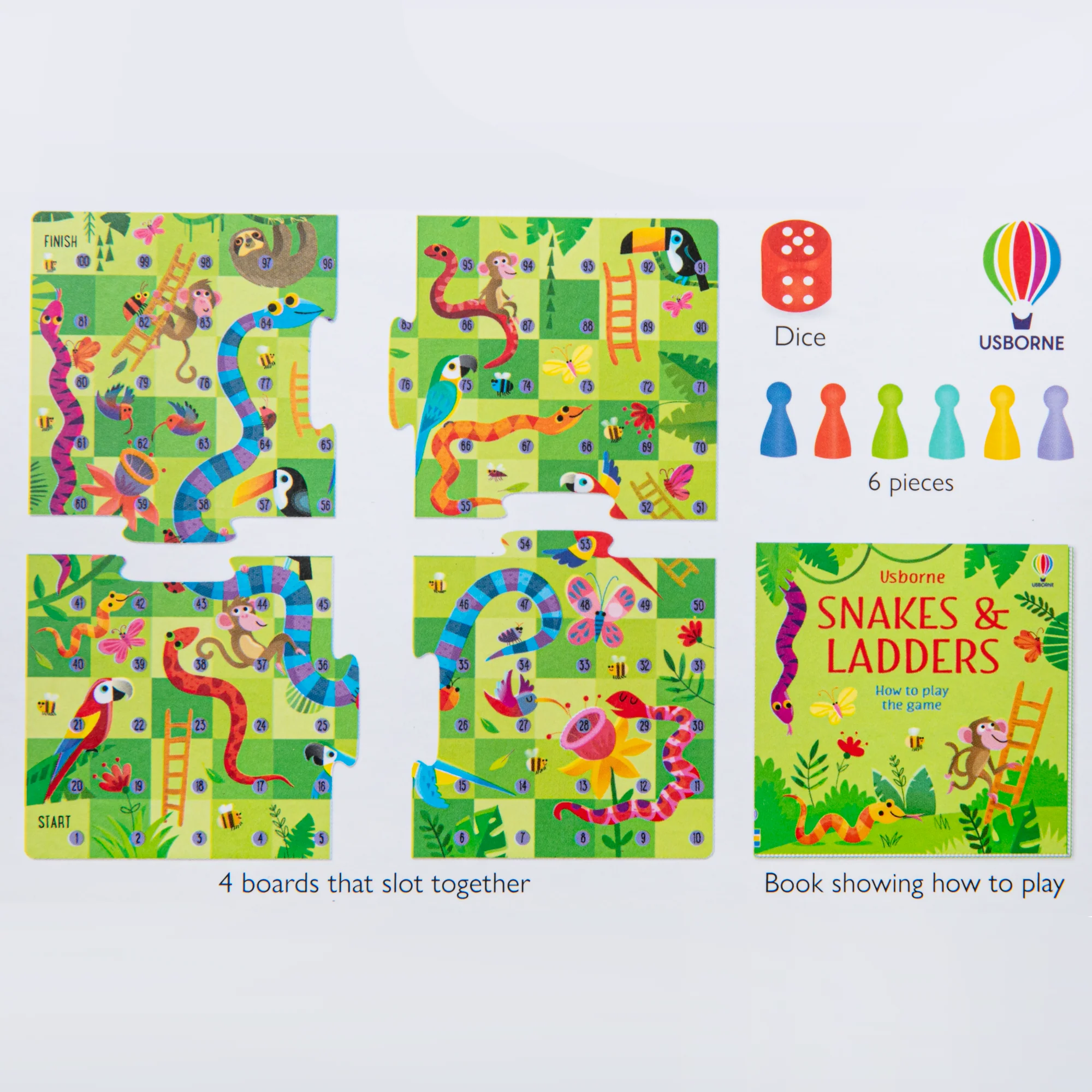 Usborne Rainforest-Themed Snakes and Ladders Game - Image 4