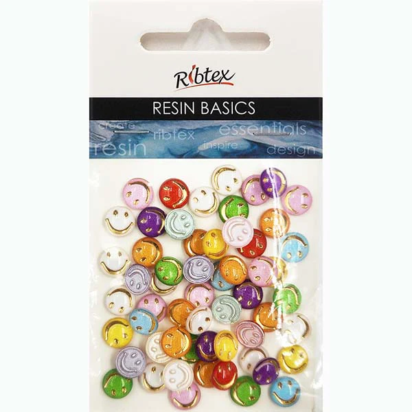 Resin  smileys multi 60pcs