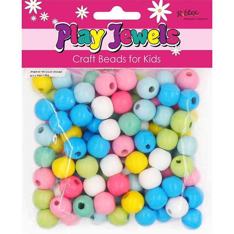Ribtex Bb Wood Bead Pastel Mix Large 125G