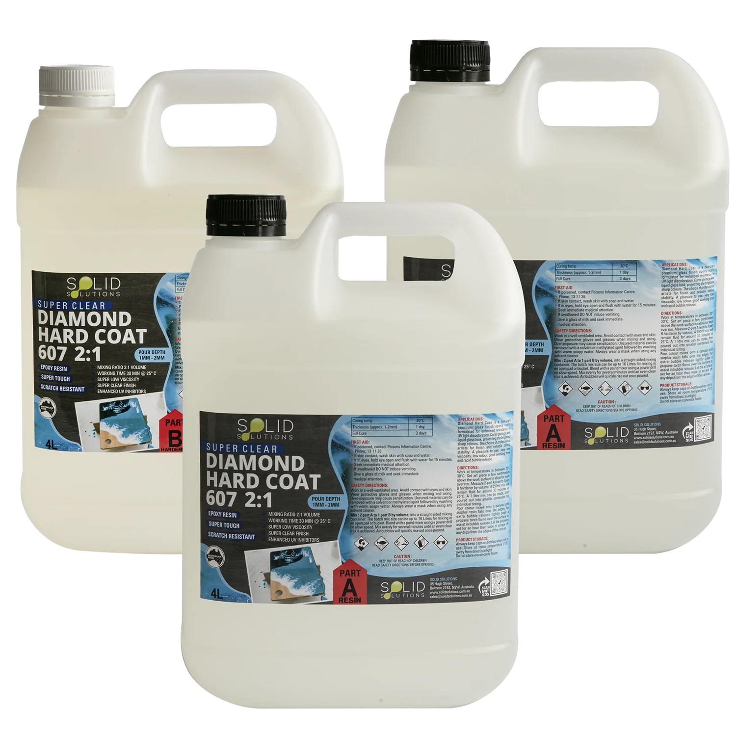 Solid Solutions Diamond Hard Coat 607 UV Resistant Premium Epoxy Resin  2:1 12Litre Kit