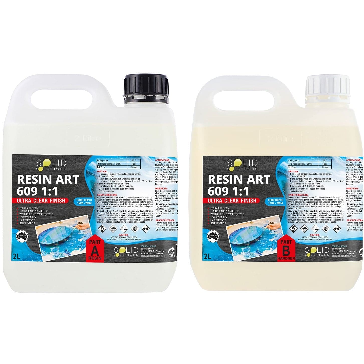 Solid Solutions Resin Art  Epoxy 609  1:1 4Litre Kit