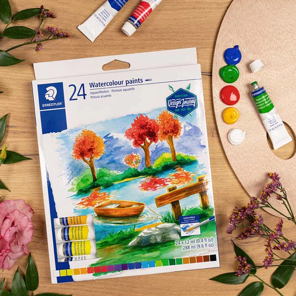 Staedtler Design Journey Watercolour Paints, Assorted Colours, 12ml x 24Pk - Image 3