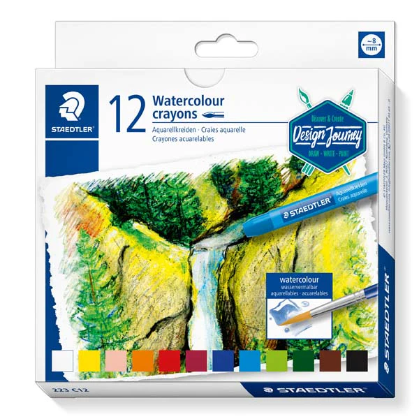 Staedtler Watercolour Crayons, Assorted Colours, 12Pk