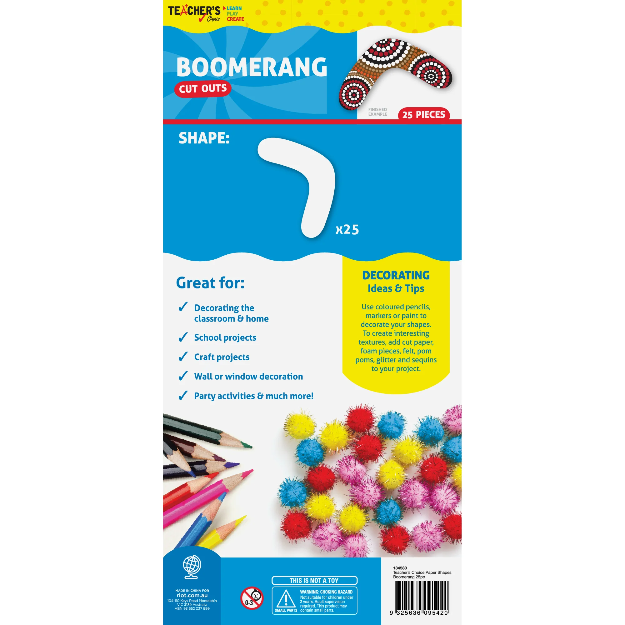 Teacher's Choice Boomerang Cut Outs 25 Pieces - White - Image 10