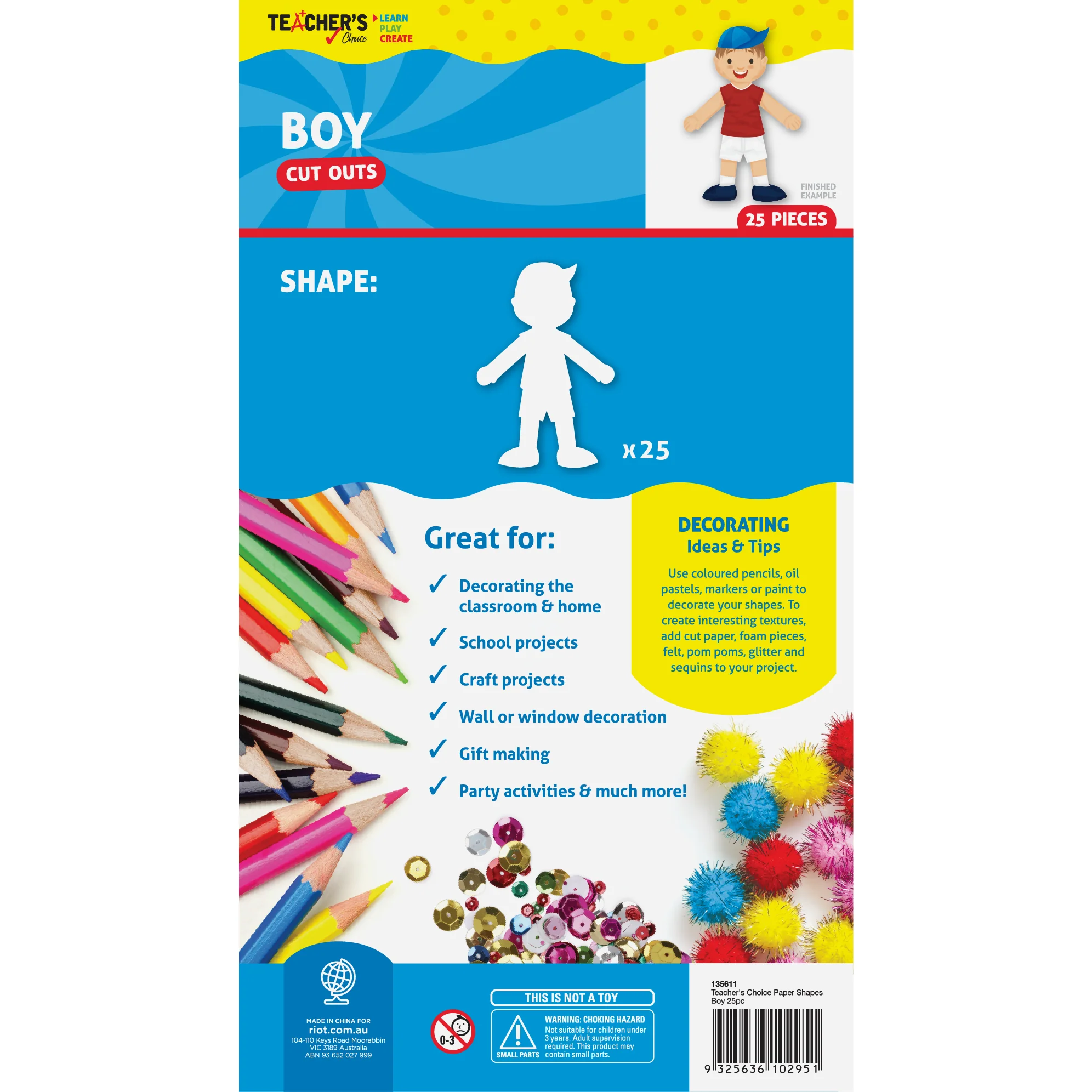 Teacher's Choice Boy Paper Cut Outs 25 Pieces - Image 10