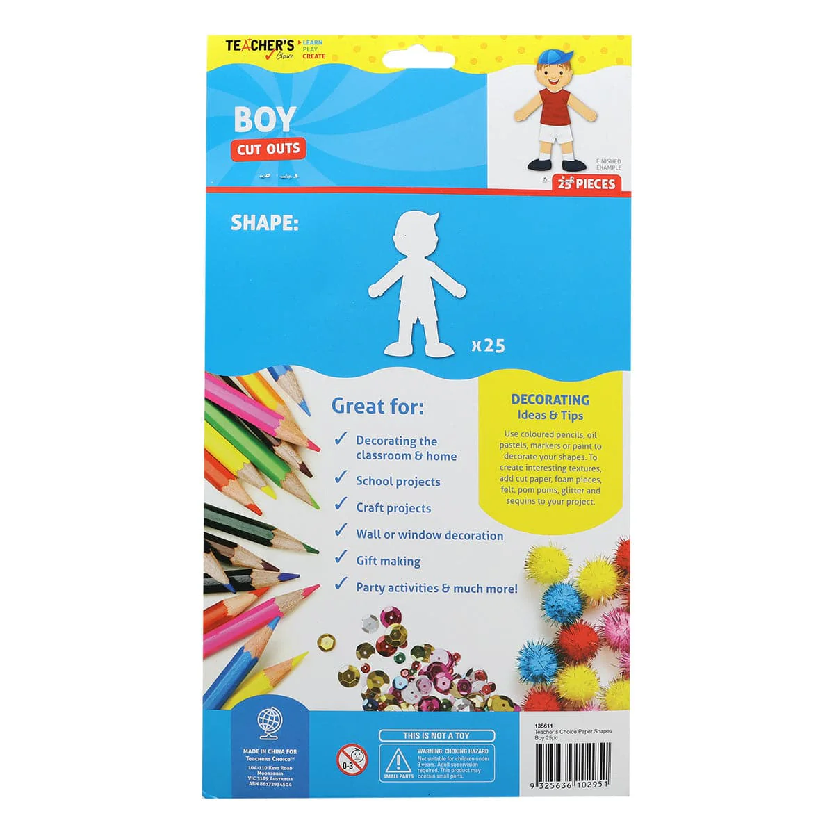 Teacher's Choice Boy Paper Cut Outs 25 Pieces - Image 4