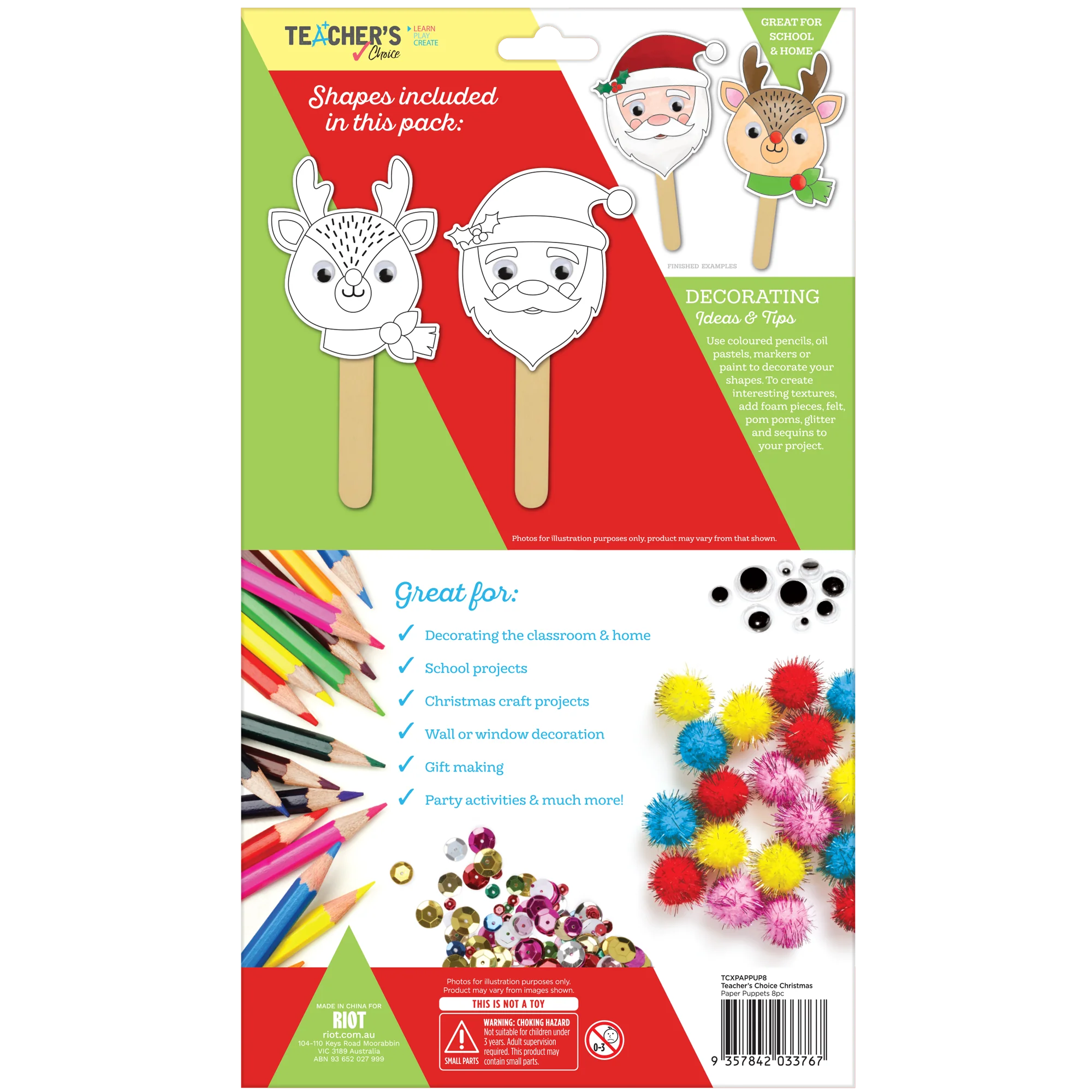 Teacher's Choice Christmas Paper Puppets 8pc - Image 2