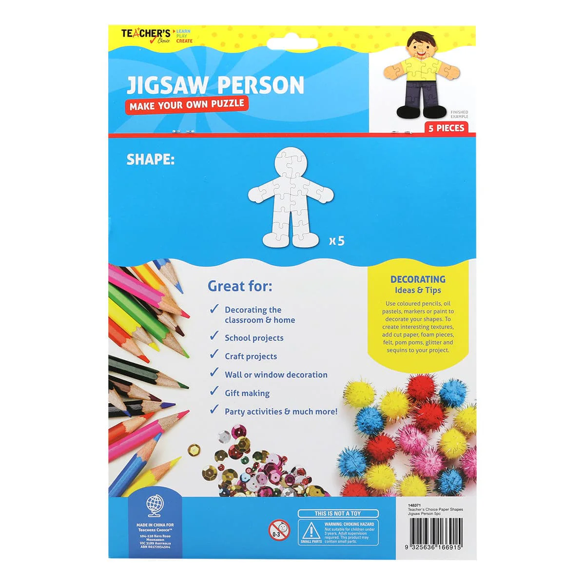 Teacher's Choice Jigsaw Person Puzzle 5 Pieces - Image 4