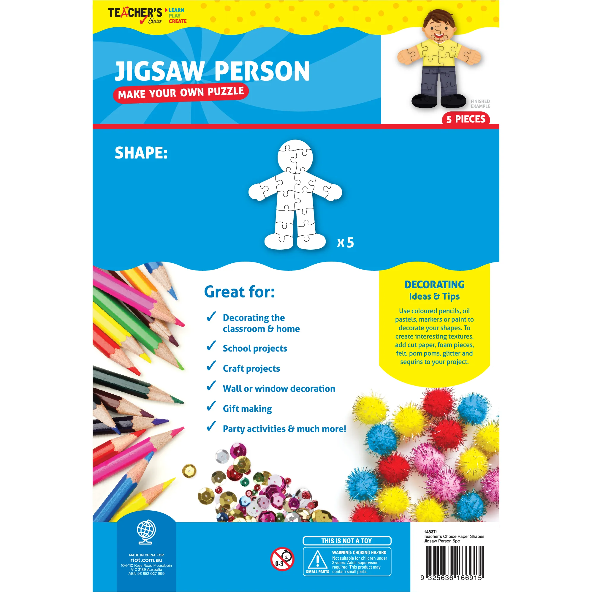 Teacher's Choice Jigsaw Person Puzzle 5 Pieces - Image 9