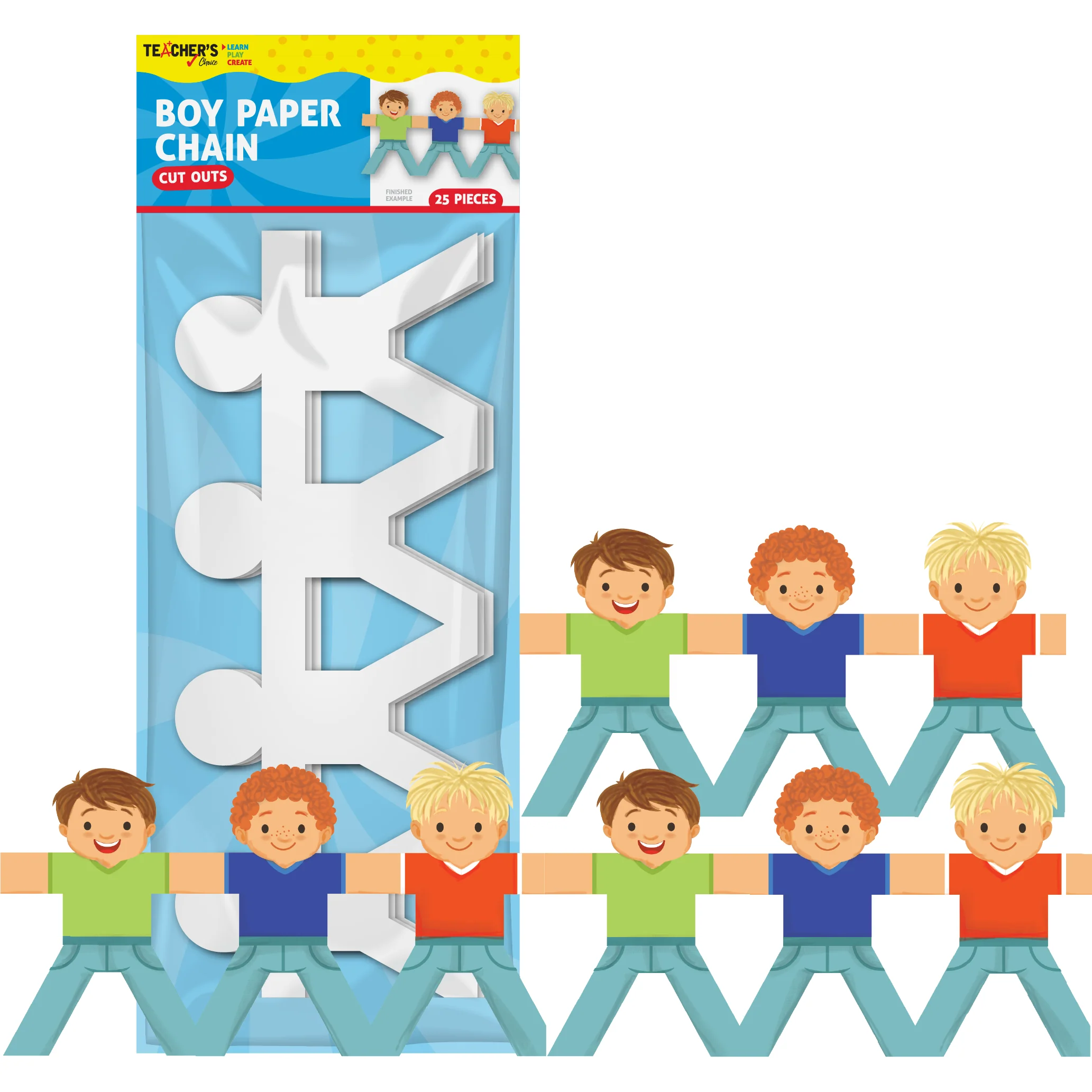 Teacher's Choice Boy Paper Chain Cut Outs 25 Pieces