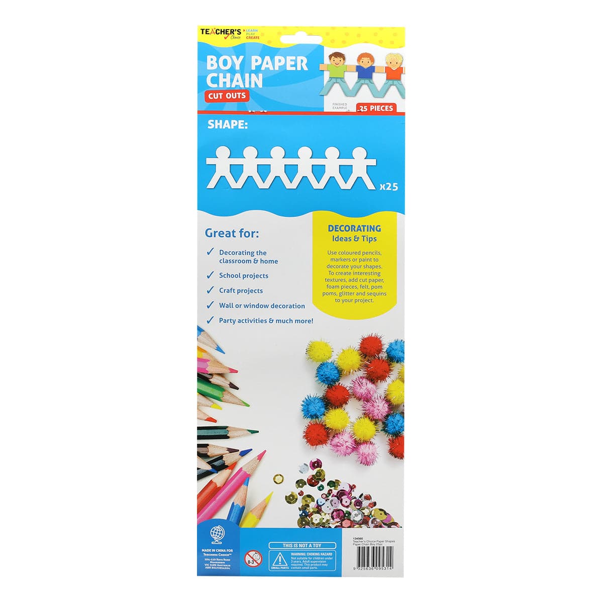 Teacher's Choice Boy Paper Chain Cut Outs 25 Pieces - Image 4