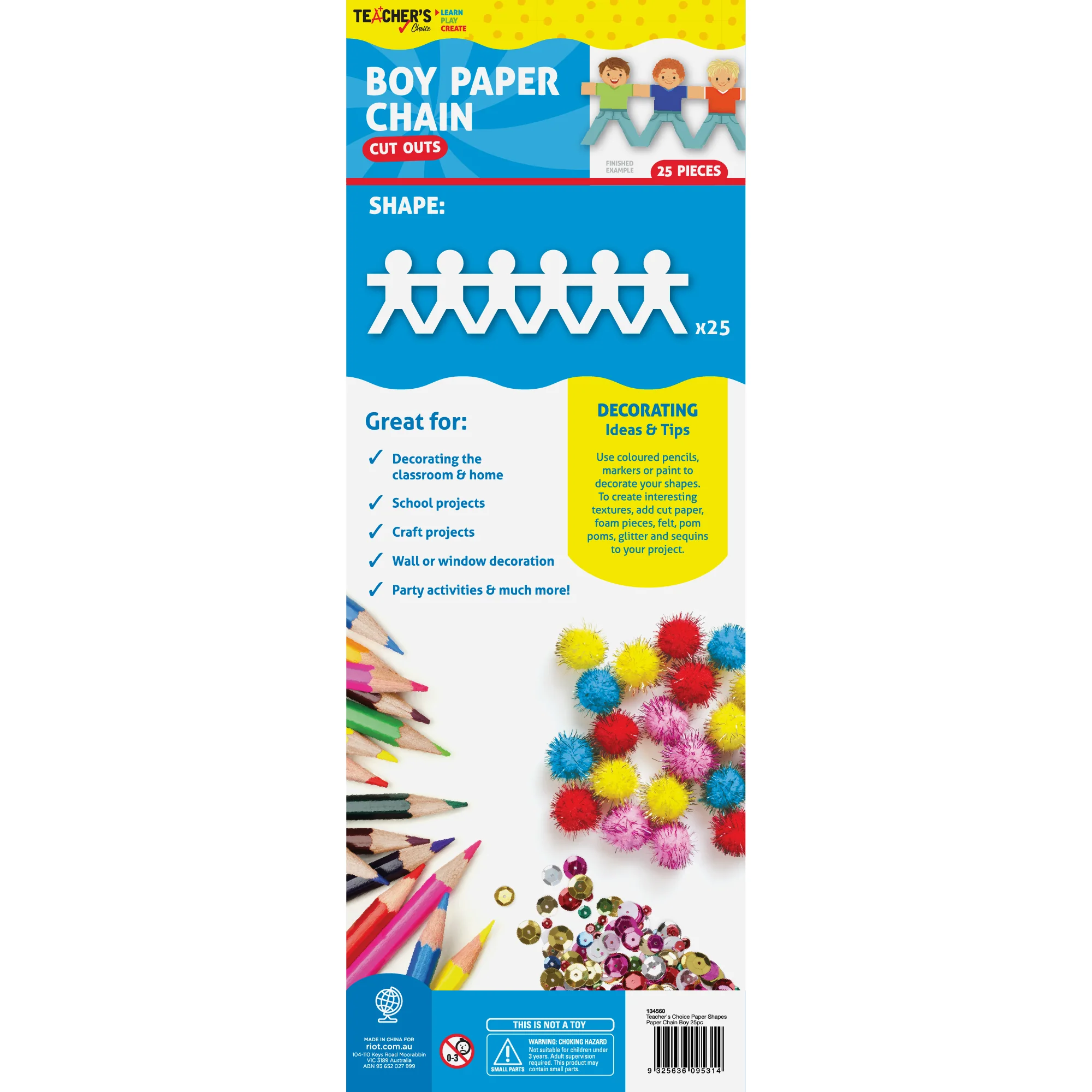 Teacher's Choice Boy Paper Chain Cut Outs 25 Pieces - Image 8