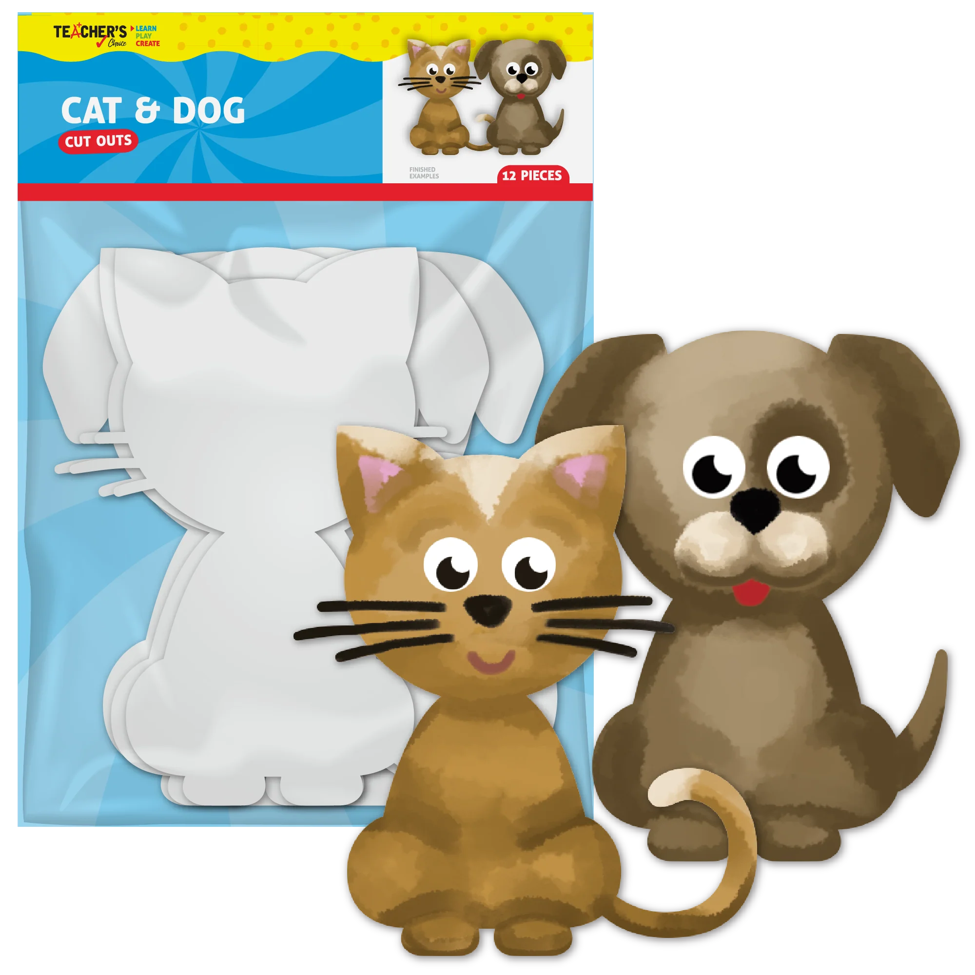 Teacher's Choice Paper Shapes Cat Dog (12 Piece)