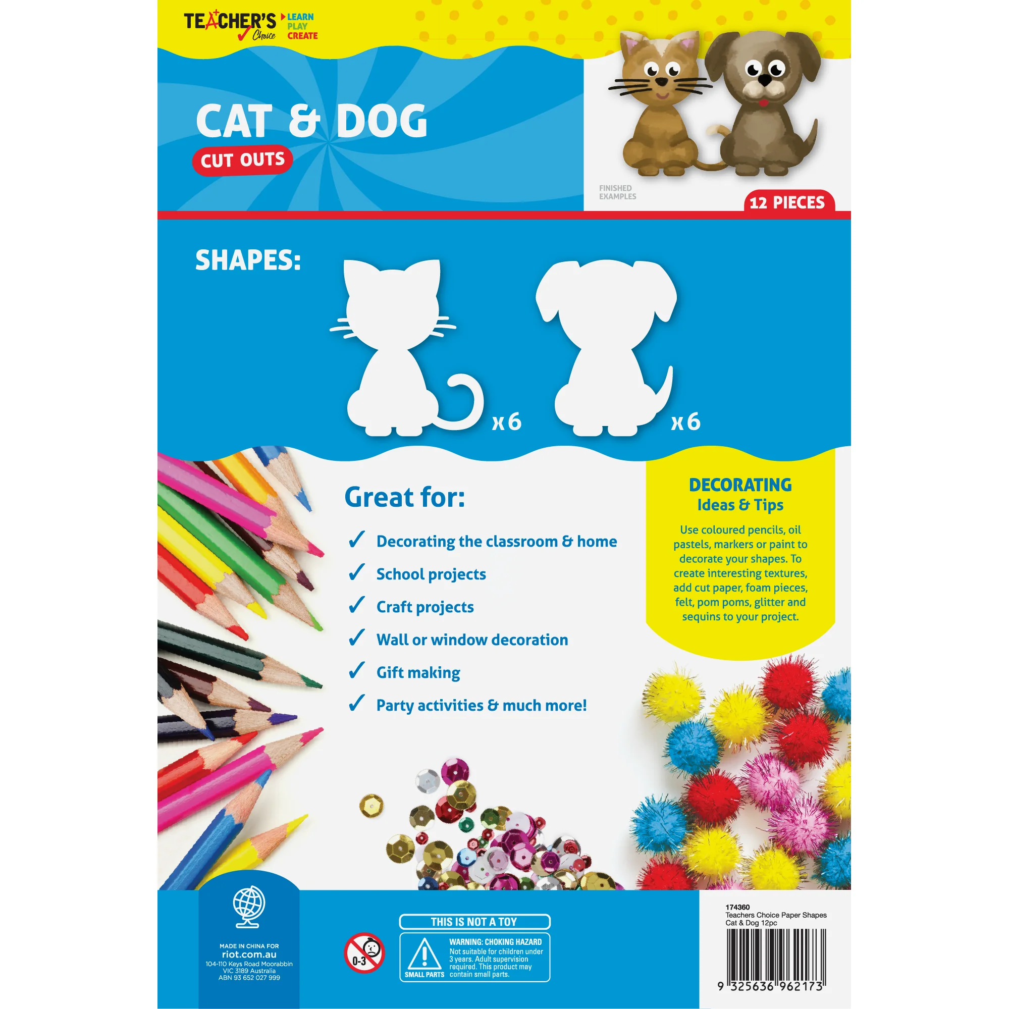 Teacher's Choice Paper Shapes Cat Dog (12 Piece) - Image 6