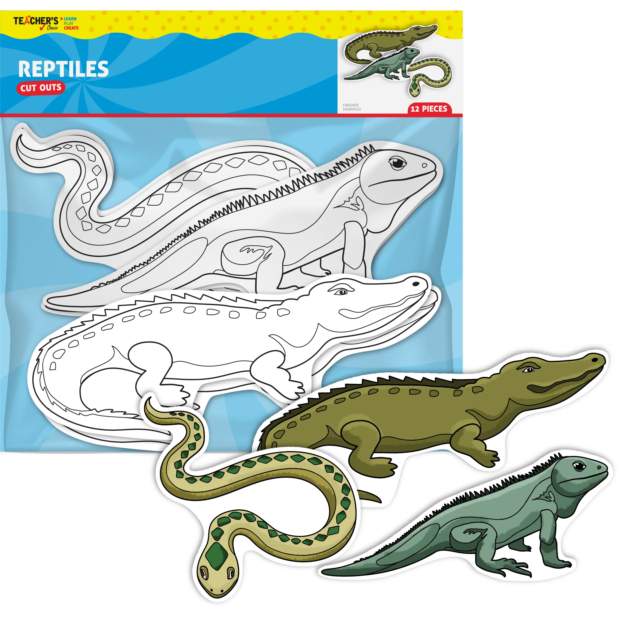 Teacher's Choice Paper Shapes Reptiles (12 Piece)
