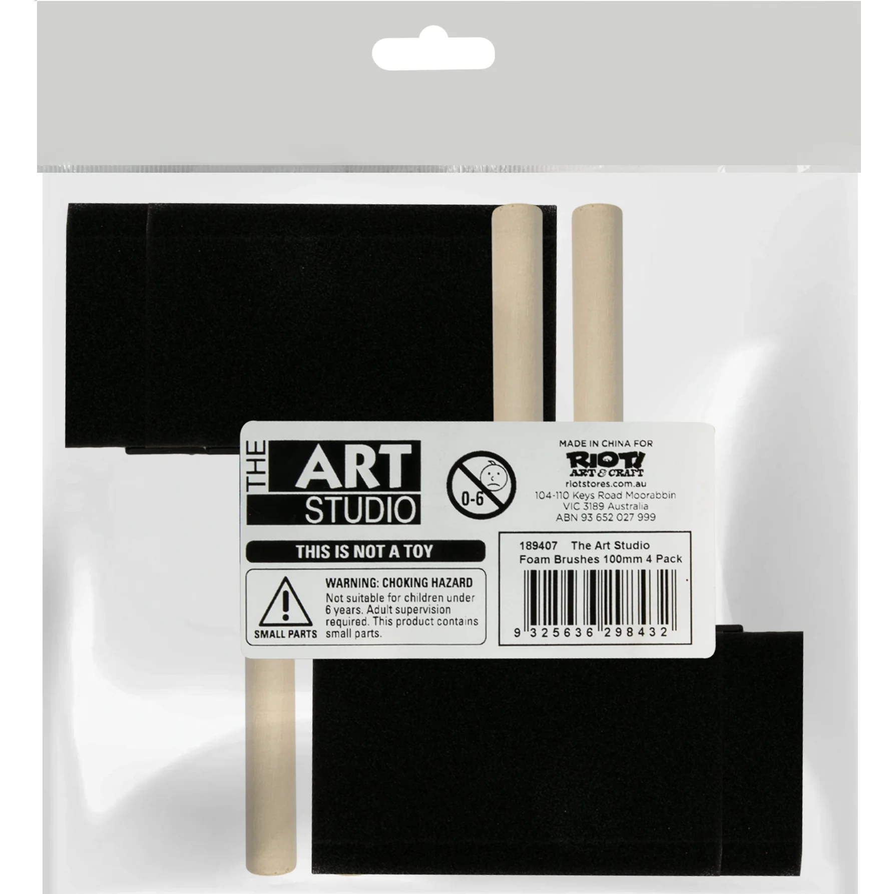 The Art Studio Foam Brushes 100mm (4 Pack) - Image 2