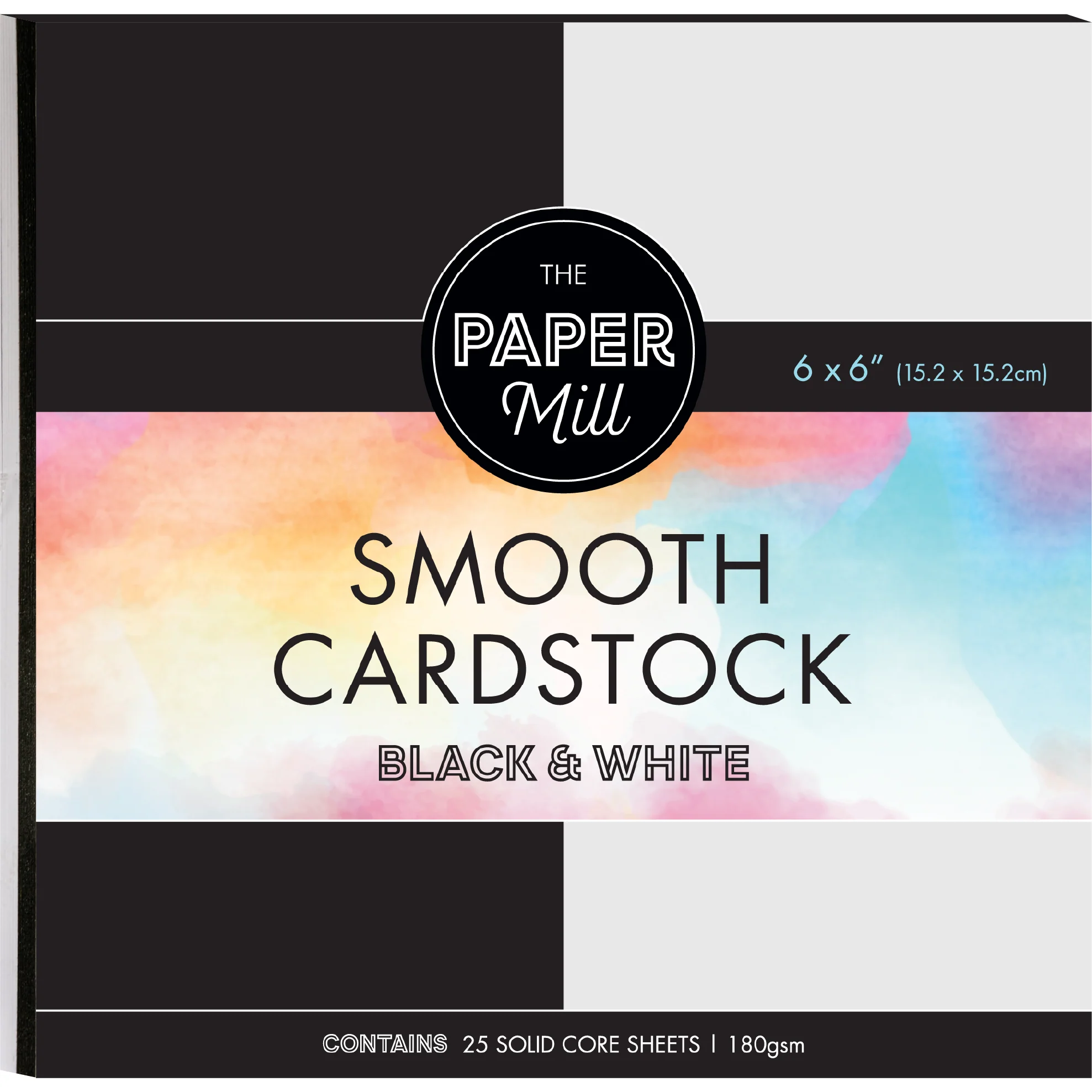 The Paper Mill Coloured Core Smooth Cardstock 180gsm 15x15cm (6 x 6") 25 Sheets Black & White - Image 2