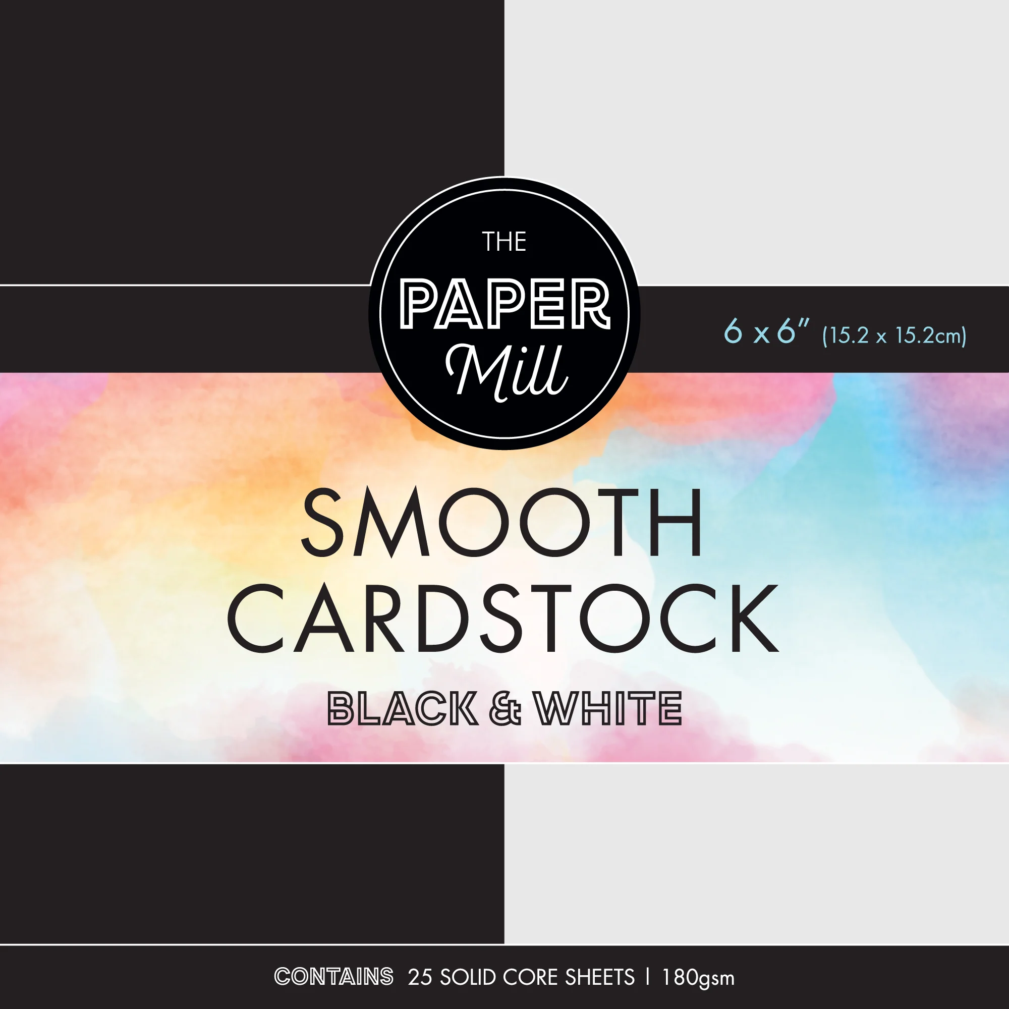 The Paper Mill Coloured Core Smooth Cardstock 180gsm 15x15cm (6 x 6") 25 Sheets Black & White - Image 7