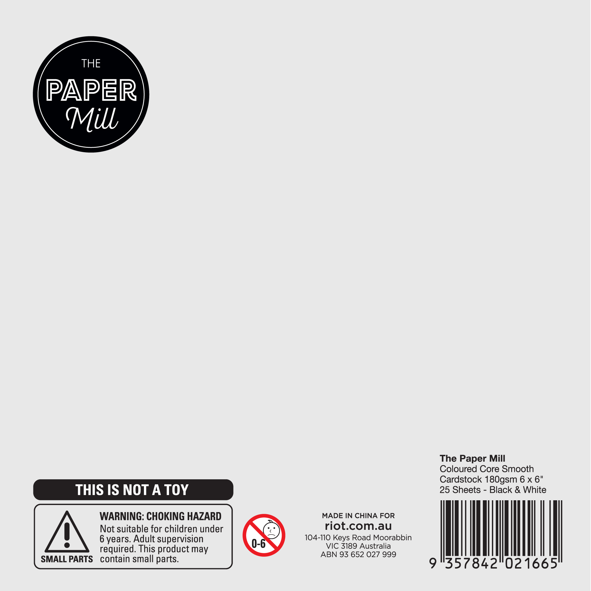 The Paper Mill Coloured Core Smooth Cardstock 180gsm 15x15cm (6 x 6") 25 Sheets Black & White - Image 8