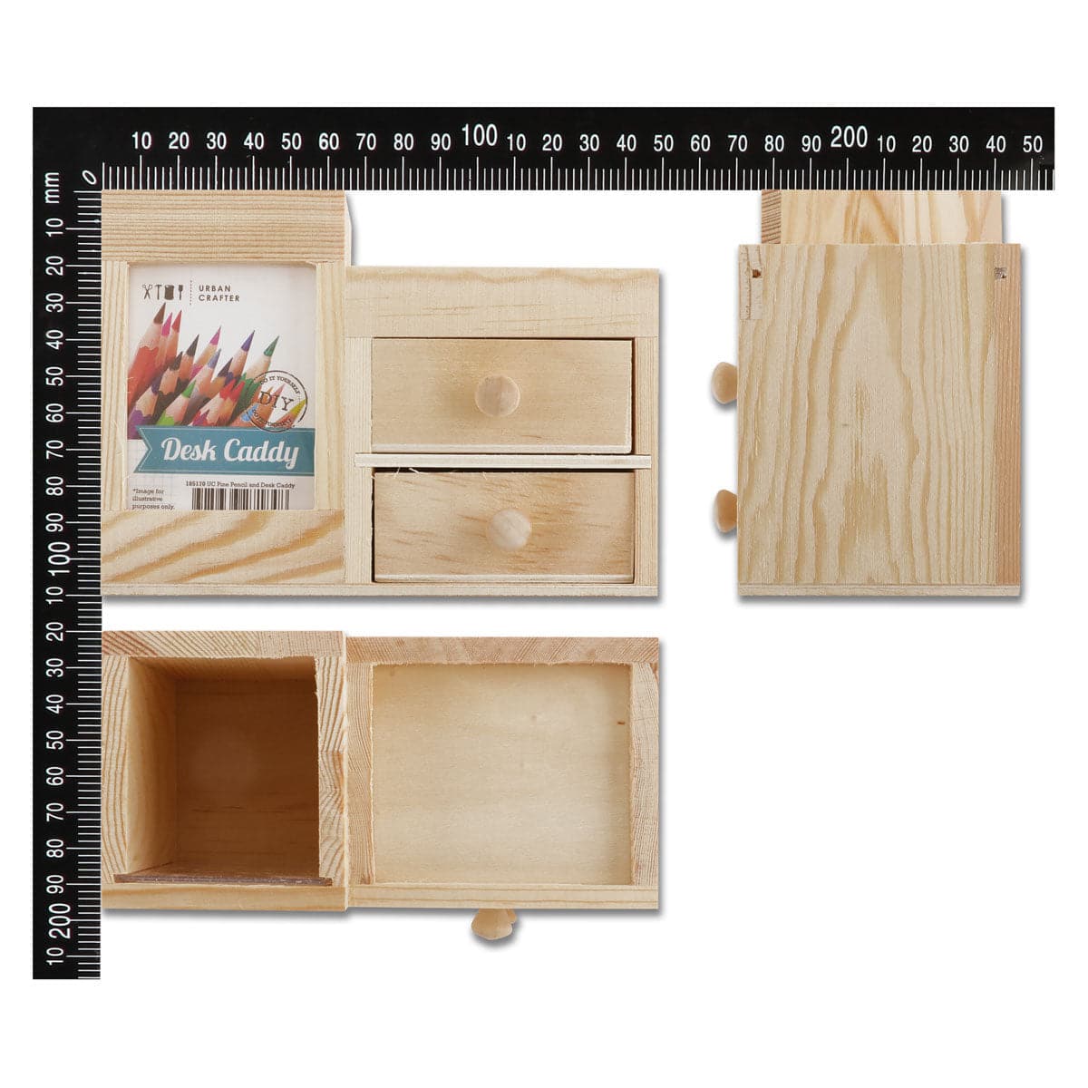 Urban Crafter Pine Pencil and Desk Caddy 15x8x11cm - Image 4