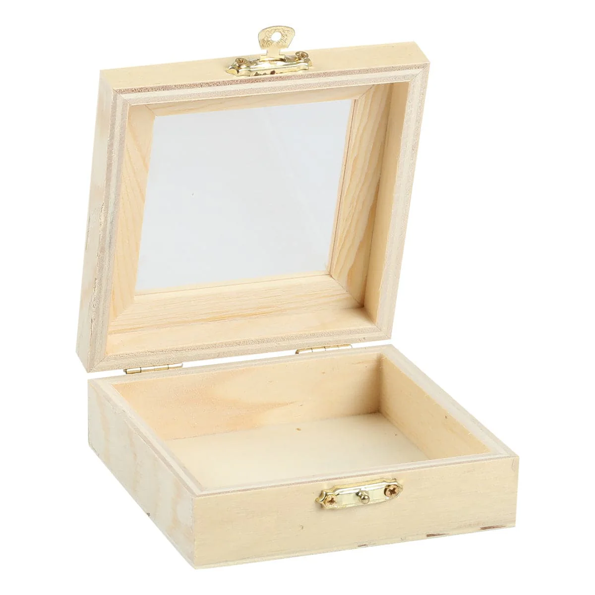 Urban Crafter Square Pine Box with Window Top 10 x 10 x 4cm - Image 2