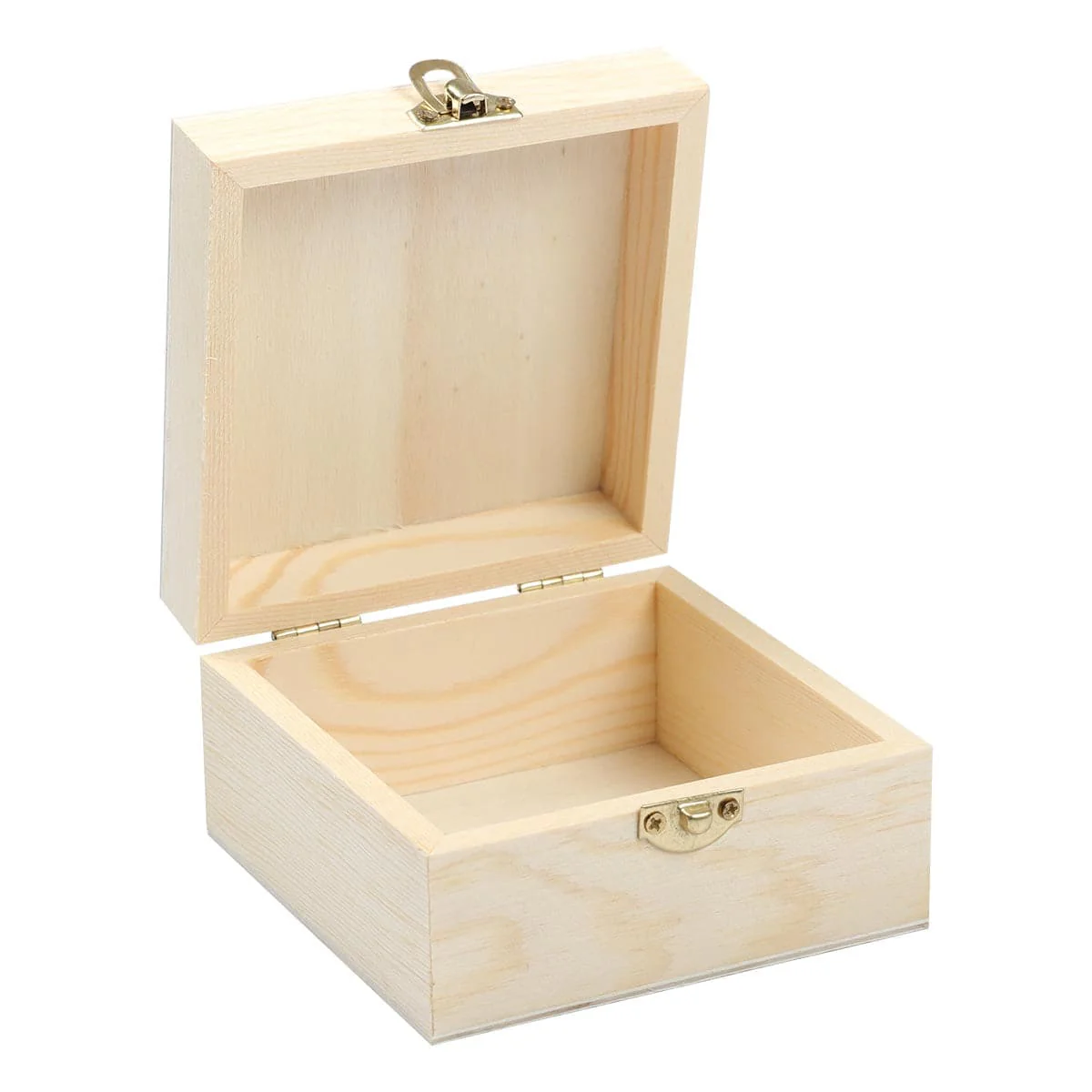 Urban Crafter Square Pine/Plywood Box with Latch 10x10x5.5cm - Image 2