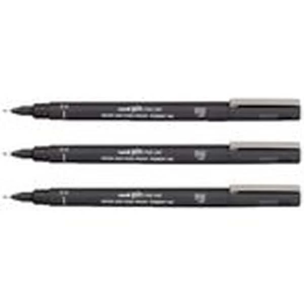 UNI PIN Fineliner, 0.4mm, Black Ink, Pk3 - Image 2