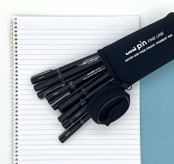 UNI PIN Fineliner with BONUS Pencil Case, Assorted Colours, Pk15 - Image 6