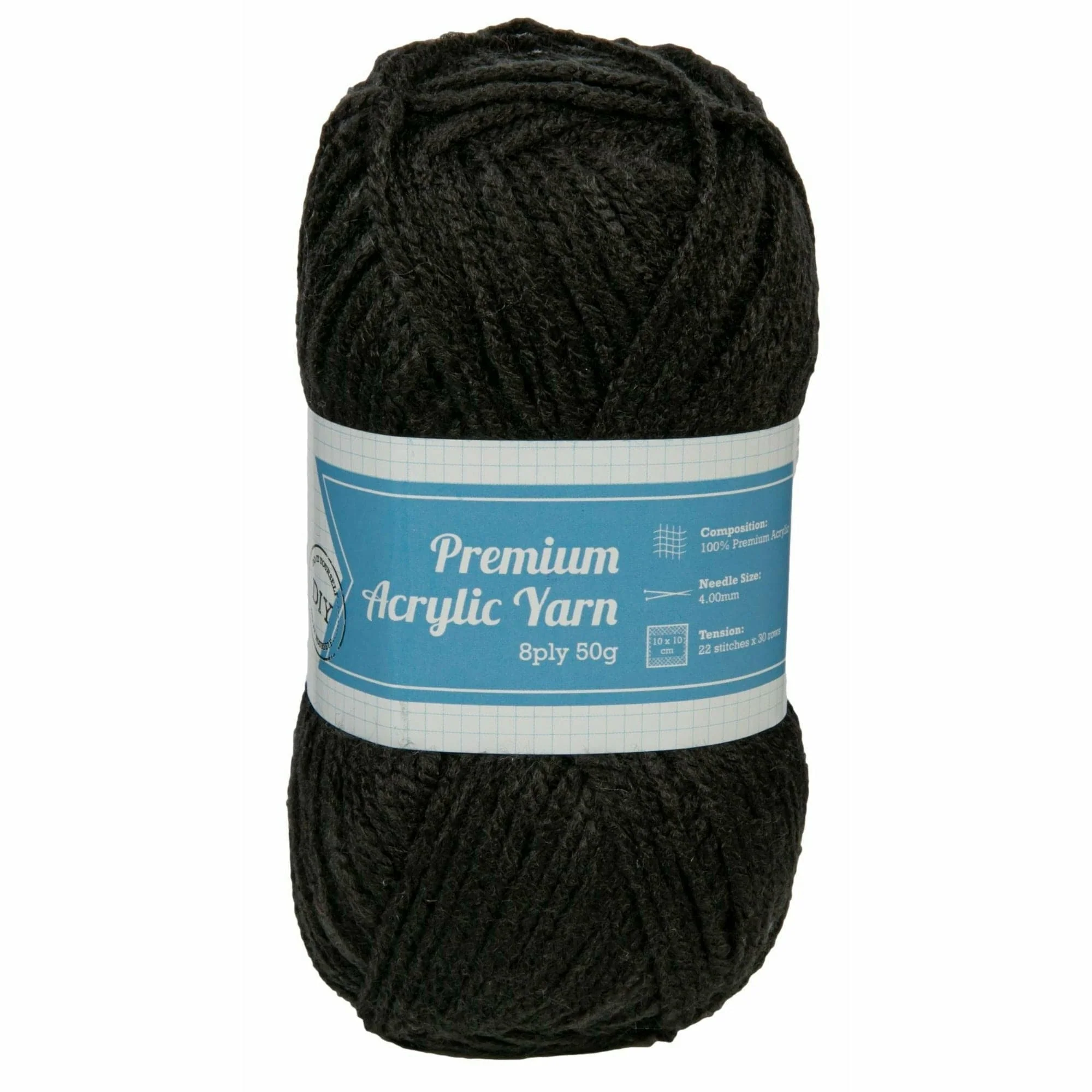 Urban Crafter 100% Premium Acrylic Yarn-Black, 8 Ply, 50g