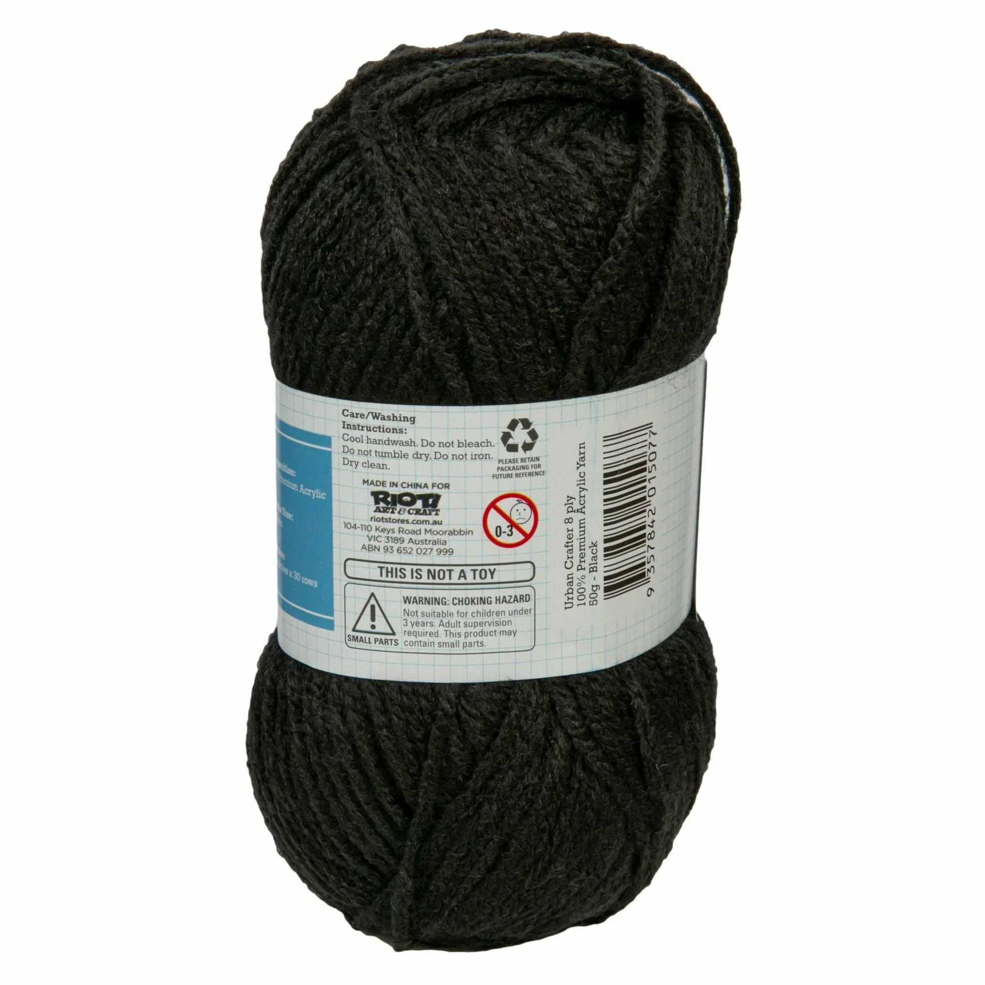Urban Crafter 100% Premium Acrylic Yarn-Black, 8 Ply, 50g - Image 3